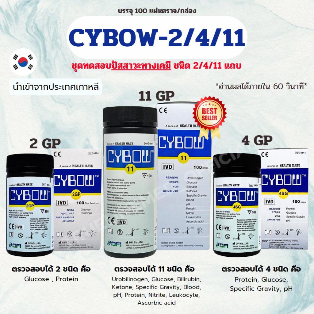CYBOW 11 ชุดทดสอบปัสสาวะทางเคมี Urine reagent strip 11 แถบ | Shopee ...