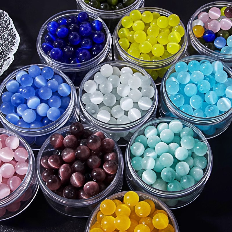 10pcs 8mm glass imitation cat's eye loose beads diy handmade bracelet
