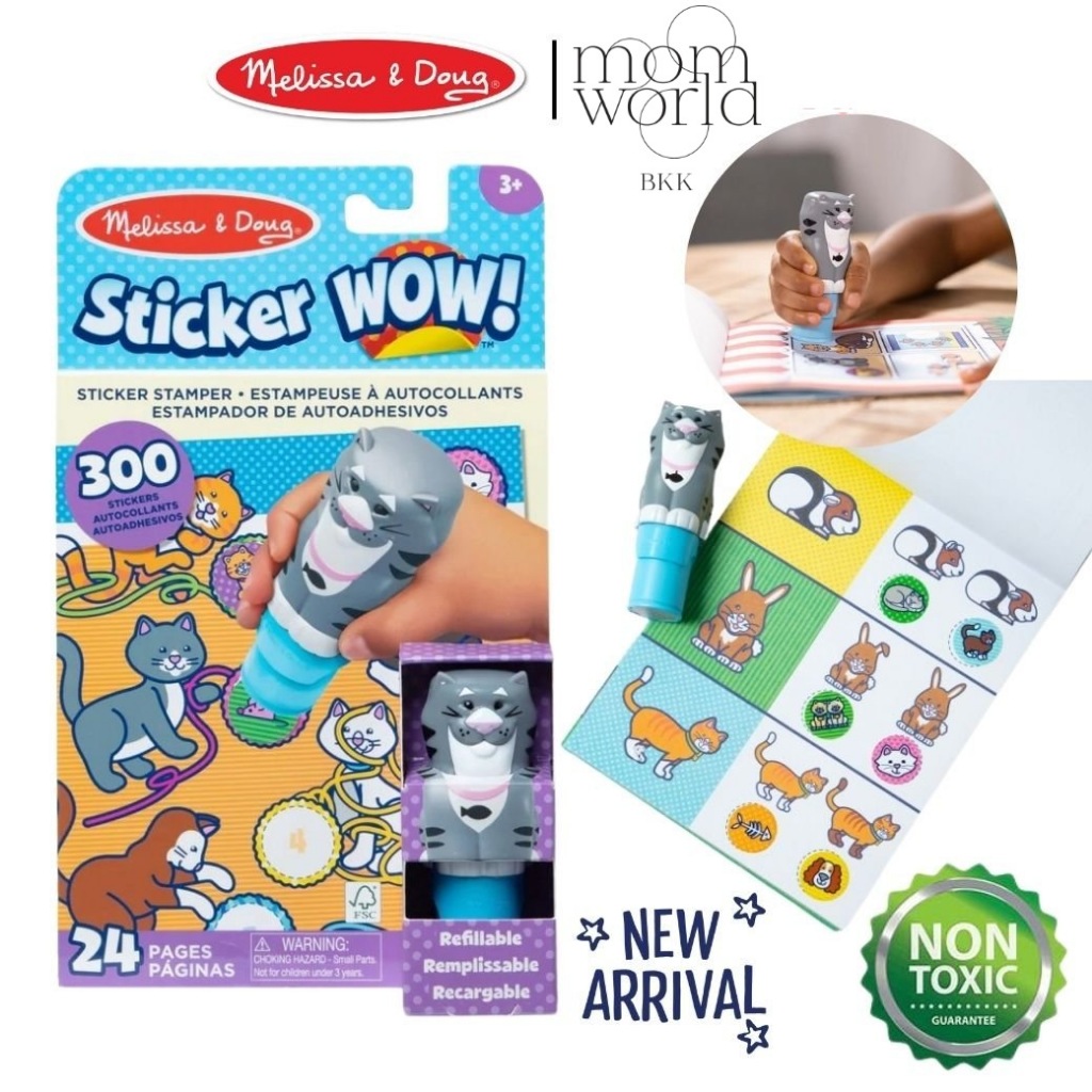 Melissa & Doug Sticker WOW! Activity Pad E Timbro Adesivi – Shark, Gioco Creativo Per Bambini