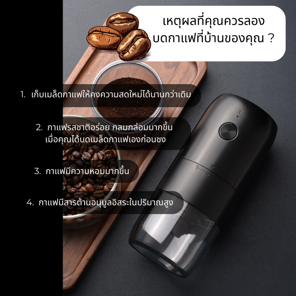 เครื่องบดกาแฟไฟฟ้า-บดได้ละเอียดมากขึ้น-ลดการสูญเสียรสชาติ-บดกาแฟได้ถึง-25-กรัมต่อครั้ง-บดได้อย่างรวดเร็ว-5-วินาที-ขนาดเล