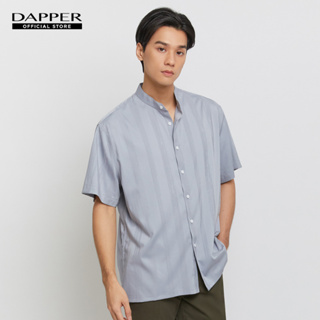 DAPPER เสื้อคอจีน ลายทาง Brush Stroke สีเทา (BCSA1/127MJ)