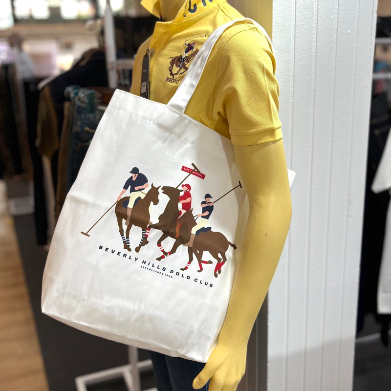 Beverly Hills Polo Club ถุงผ้าน้องหมีโปโล สีขาว Shopee Thailand