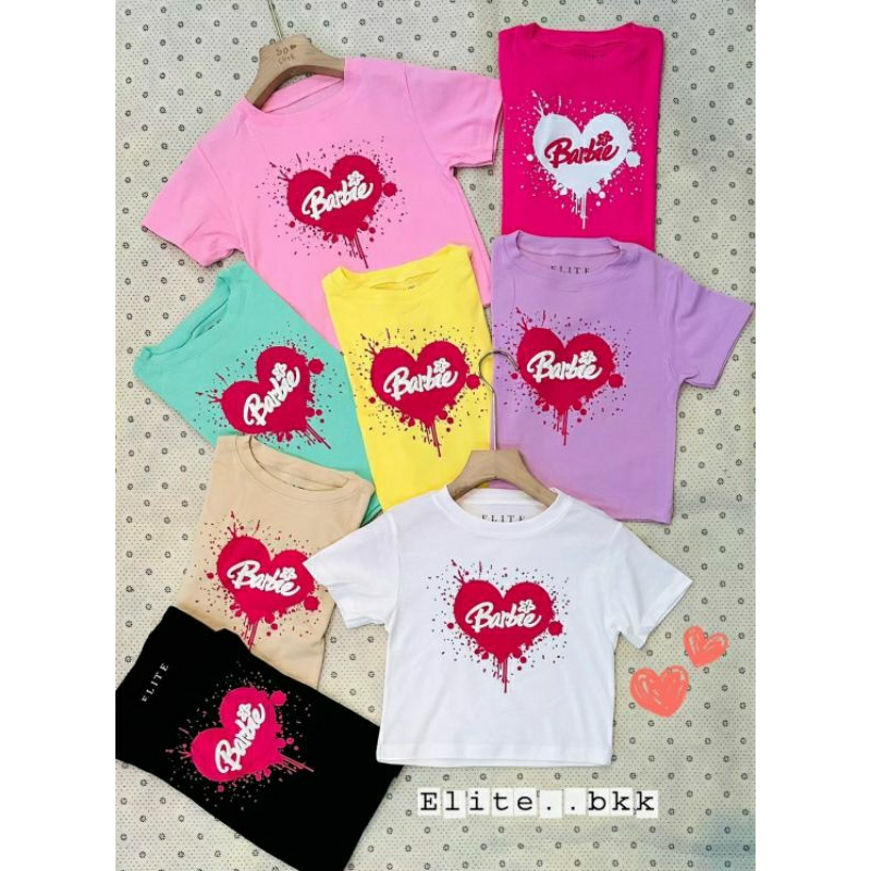 hotสุดๆๆ-เสื้อครอป-ลายบาร์บี้-หัวใจ-งานใหมี-มาแรง-พร้อมส่ง