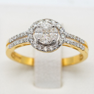 แหวนมาคีเพชรประกบ แหวนเพชร แหวนทองเพชรแท้ ทองแท้ 37.5% (9K) ME561