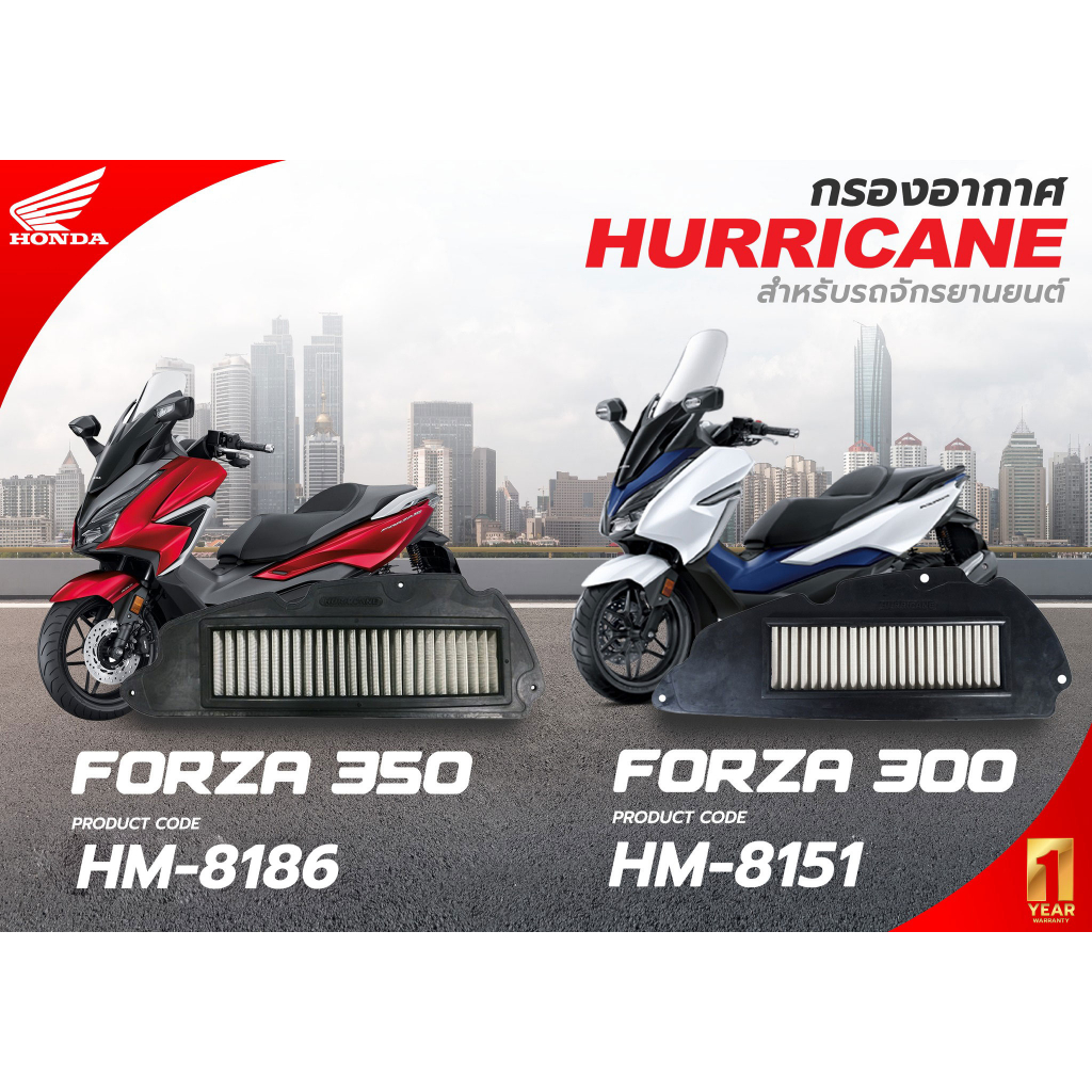 กรองอากาศแต่ง-เฮอร์ริเคน-กรองอากาศสแตนเลส-amp-ผ้าแดง-ล้างได้-hurricane-honda-forza-300-350-hm-8186-8151