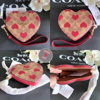 Coach Heart Coin Case In Signature Canvas With Heart Print Style No. C8398❤️❤️ แท้💯