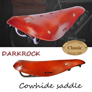 DARKROCK Cowhide Saddle เบาะจักรยาน หนังวัวแท้ D-Two CLASSIC เหมาะสำหรับปั่นทางไกล ใช้ในเมือง หรือแต่งสไตล์วินเทจ สวยงาม
