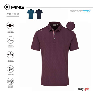 PING CILLIAN  POLO  JACQUARD PING MENS POLO เสื้อกีฬากอล์ฟผู้ชาย