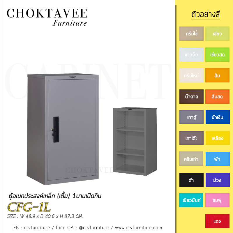 ตู้อเนกประสงค์เหล็ก-เตี้ย-1บานเปิดทึบ-รุ่น-cfg-1l