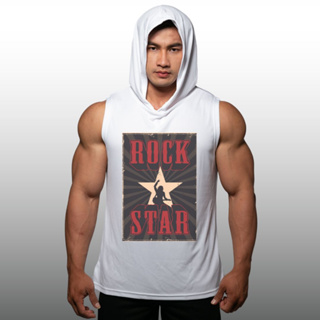 ROCK STAR เสื้อฮู้ดแขนกุด Sleeveless Muscle Hoodies