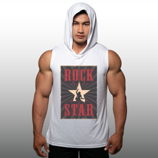 ROCK STAR เสื้อฮู้ดแขนกุด Sleeveless Muscle Hoodies