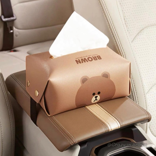 กล่องใส่ทิชชูแบบหนัง ใช้ในรถ มีสายรัด ใช้ยึดบริเวณต่างๆ บนรถได้เลย