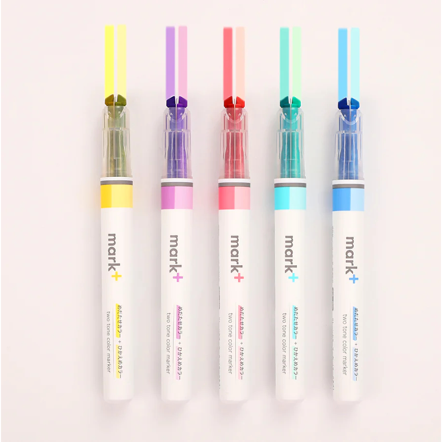 เซต 5 ด้าม Kokuyo Mark+ ปากกาเน้นข้อความ สีพาสเทล 2 หัว 2 สี 2 แบบ ใน ...