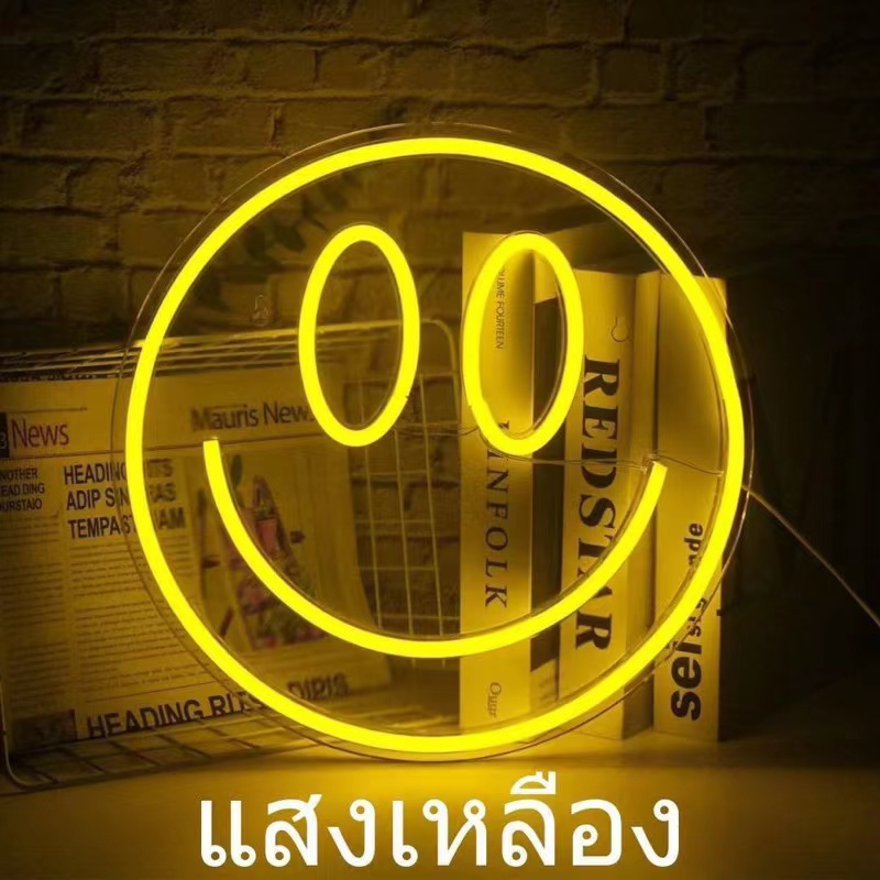 ป้ายไฟนีออน-led-รูปหน้ายิ้ม-ชาร์จ-usb-สําหรับตกแต่งห้องนอนเด็ก-งานแต่งงาน-ปาร์ตี้-ขนาด-30x30cm
