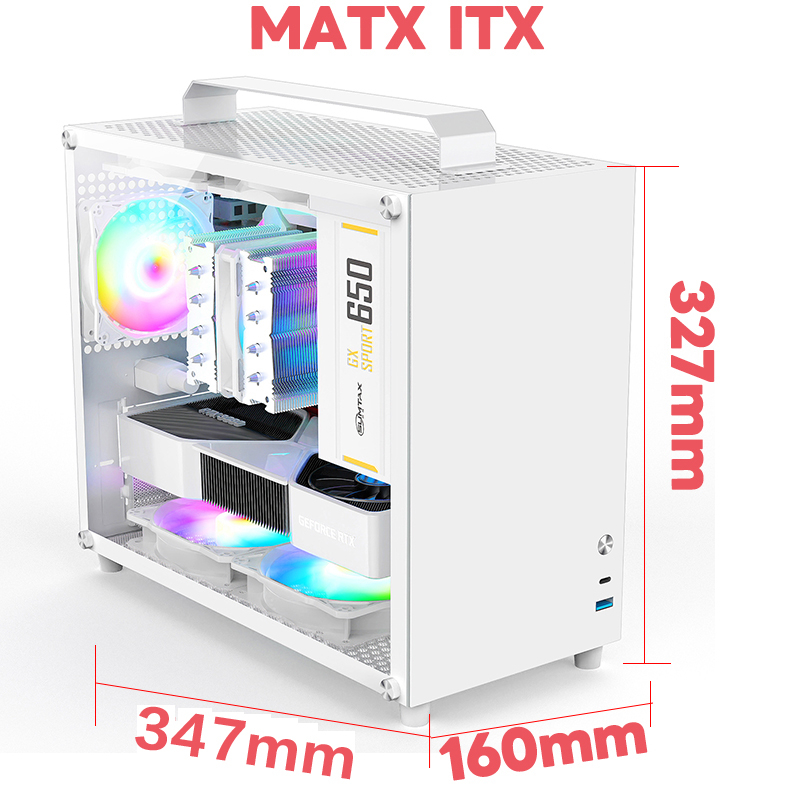 sumtax VP500 M-ATX สีขาว เคสคอมพิวเตอร์แบบพกพา Mini MINI 240 กระจกระบาย ...