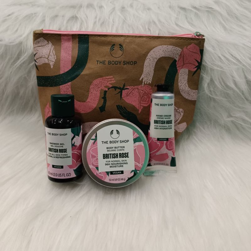 The Body Shop British Rose Beauty Bag - Duschgel, Body Butter, Handcreme Im Set