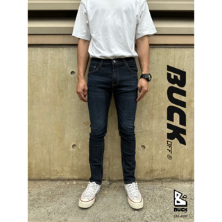 BUCKOFF | กางเกงยีนส์ ทรงขากระบอกเล็กเข้ารูป Slim Fit เอวกลาง ผ้ายืดสวมใส่สบาย กางเกงยีนส์ผู้ชาย | SM-4001