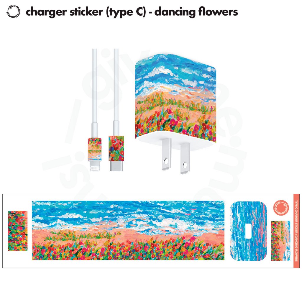 สติกเกอร์ติดหัวชาร์จ กันน้ำ charger sticker มีหลายลายให้เลือก สีสันสดใส ...