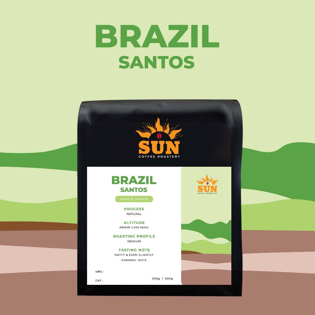 Brazil Santos (Single Origin) เมล็ดกาแฟ บราซิล ซานโตส (100 อาราบิก้า