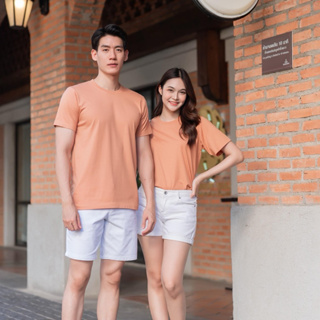 เสื้อยืดแขนสั้น คอกลม สี Thai Tea