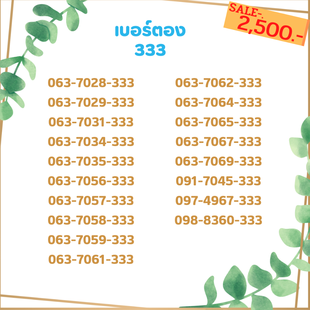 เบอร์ตอง-333-เบอร์เรียง-เบอร์สวย-เบอร์จำง่าย-เบอร์มงคล