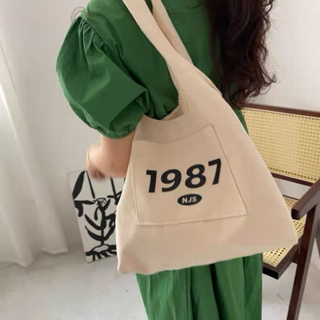 1987 Canvas Tote bag กระเป๋าผ้า แคนวาส มินิมอล เกาหลี ✨ พร้อมส่งจากไทย