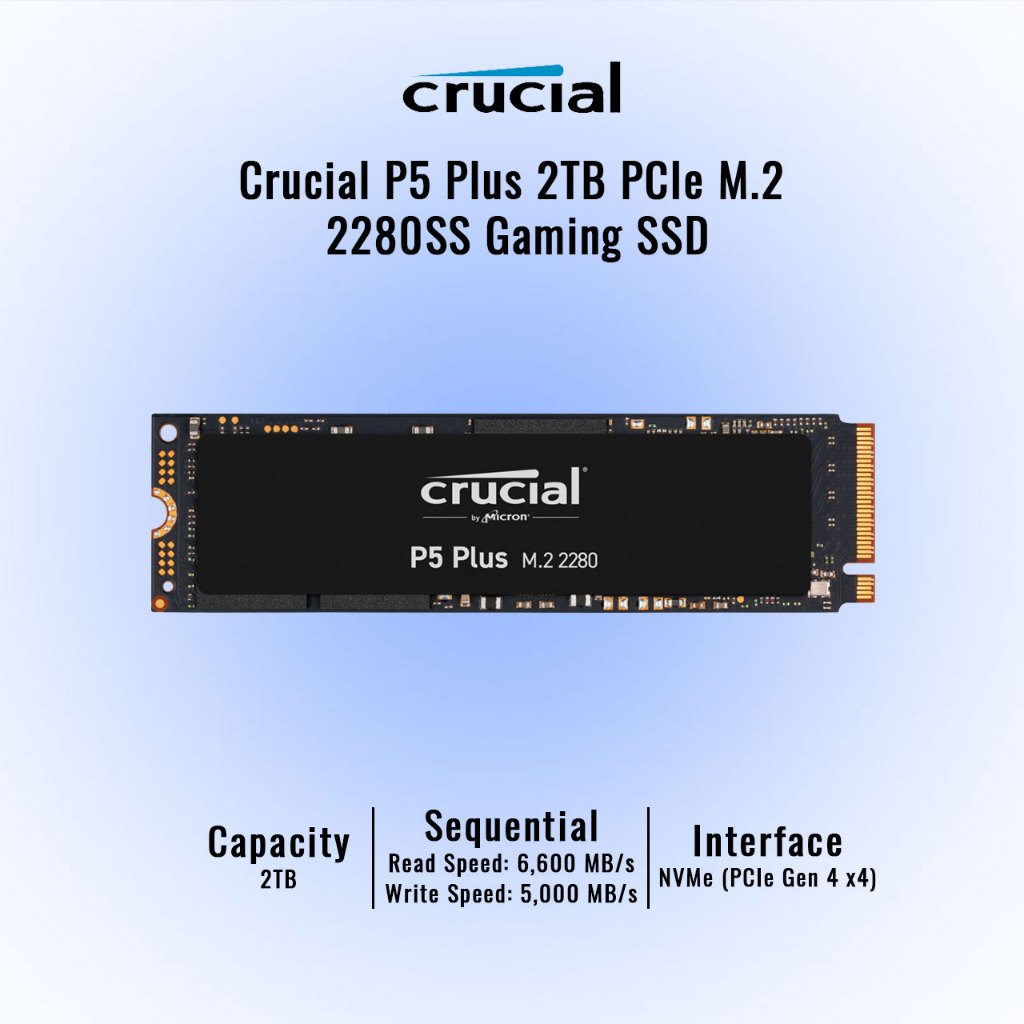 Crucial P5 Plus 2TB Gen4 M.2 Gaming SSD 6600MB/s | Shopee Thailand