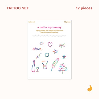 Tattoo set สติ๊กเกอร์แทททู - Vivid party | a cat in my tummy