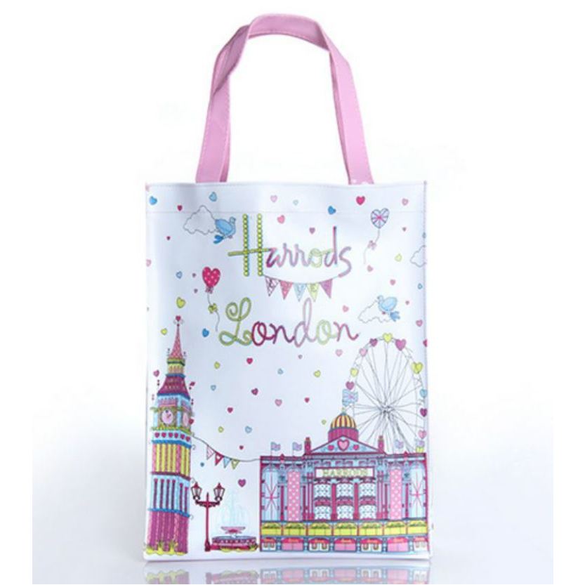 กระเป๋าถือ หรือสะพาย Harrods Shipping Bag ของแท้ กันน้ำ มีซิป ลายชัด มี