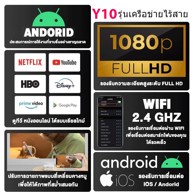 โปรเจคเตอร์-wifi-รุ่นใหม่ล่าสุด-โปรเจคเตอร์มินิ-projector-android-11-เครื่องฉายโปรเจคเตอร์-พร้อมแอพ-netlfix-youtube