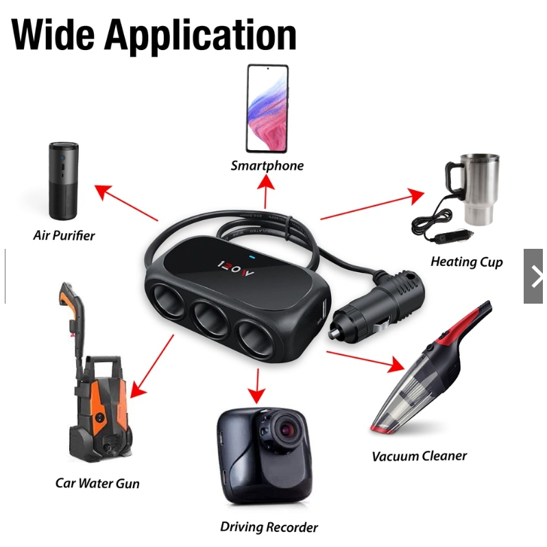 charging-kit-เพิ่มที่จุดบุหรี่ในรถยนต์เป็น-2-socket-และช่องเสียบที่ชาร์จแบตในรถยนต์-usb-2-port-สีดำ-md