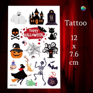 สติ๊กรอยสักฮาโลวีน Halloween tattoos for kid fake tattoo children body art waterproof temporary  sticker Saint’s day