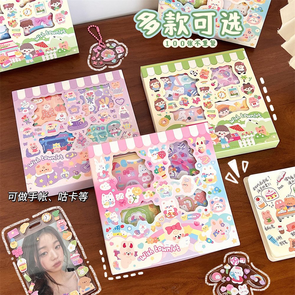 【ใหม่ล่าสุด】100แผ่น/กล่อง สติกเกอร์ สติ๊กเกอร์ไดคัท ลายน่ารัก Sticker ...