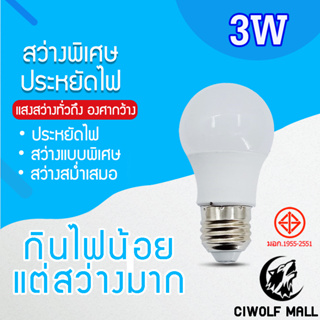 หลอดไฟ BLUB SLIM LED ใช้ไฟฟ้า220V 3W ใช้ไฟบ้าน หลอดไฟขั้วเกลียว E27 Daylight WarmLight