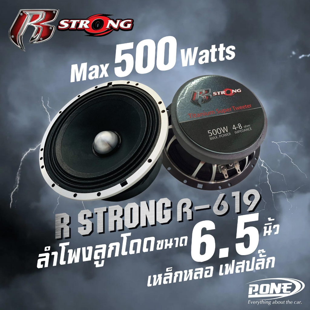 แรง-ทน-อึด-ลําโพงเสียงกลาง-เฟสปลั๊ก-6-5-นิ้ว-r-strong-619-เสียงชัด-sql-โครงหล่อ-กรึงขอบเงางานสวย