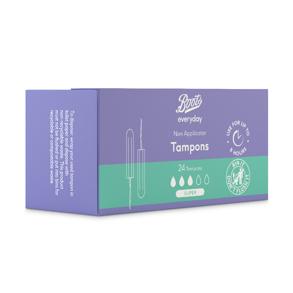 Boots Non Applicator Tampons Super 24S บู๊ทส์ เอฟวรี่เดย์ นอน แอพพลิเคเตอร์ แทมปอนส์ ซุปเปอร์