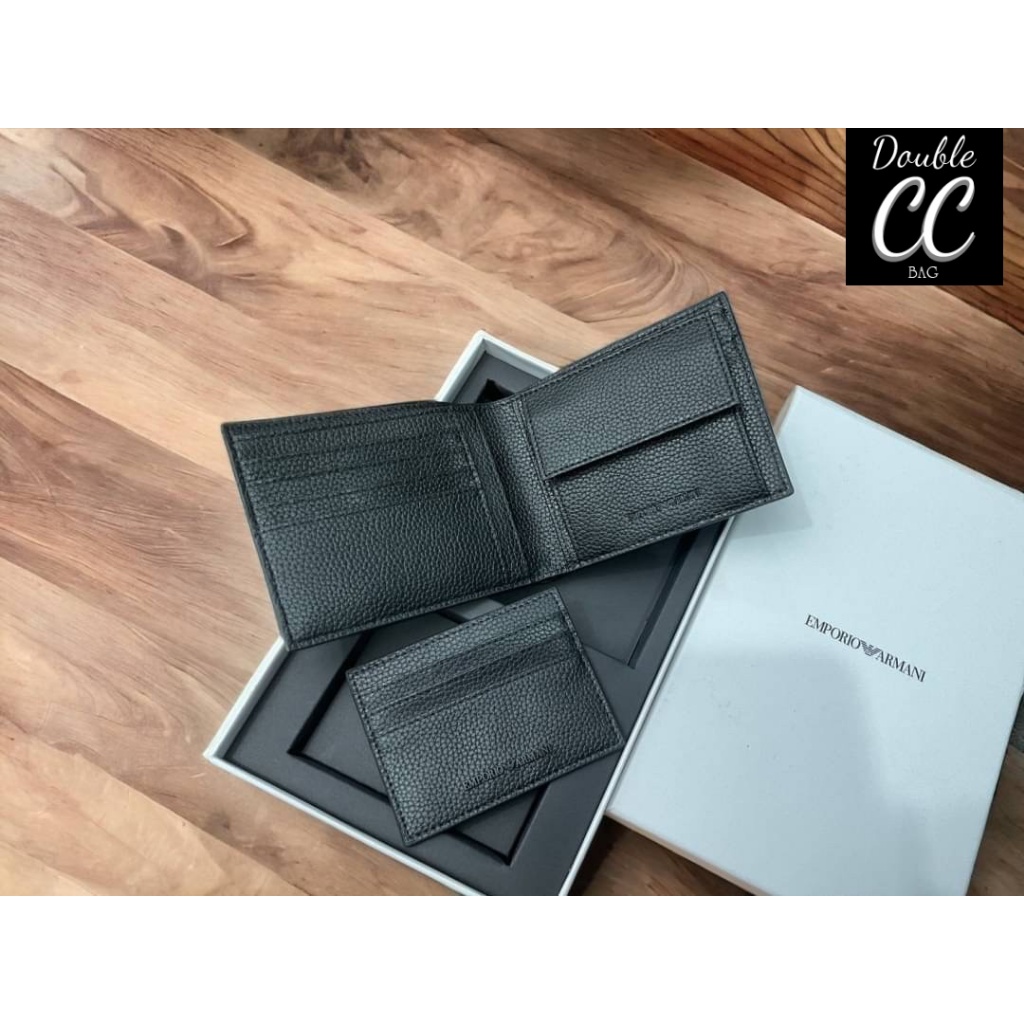 แท้-from-factory-em-black-genuine-leather-wallet-and-card-holder-gift-set