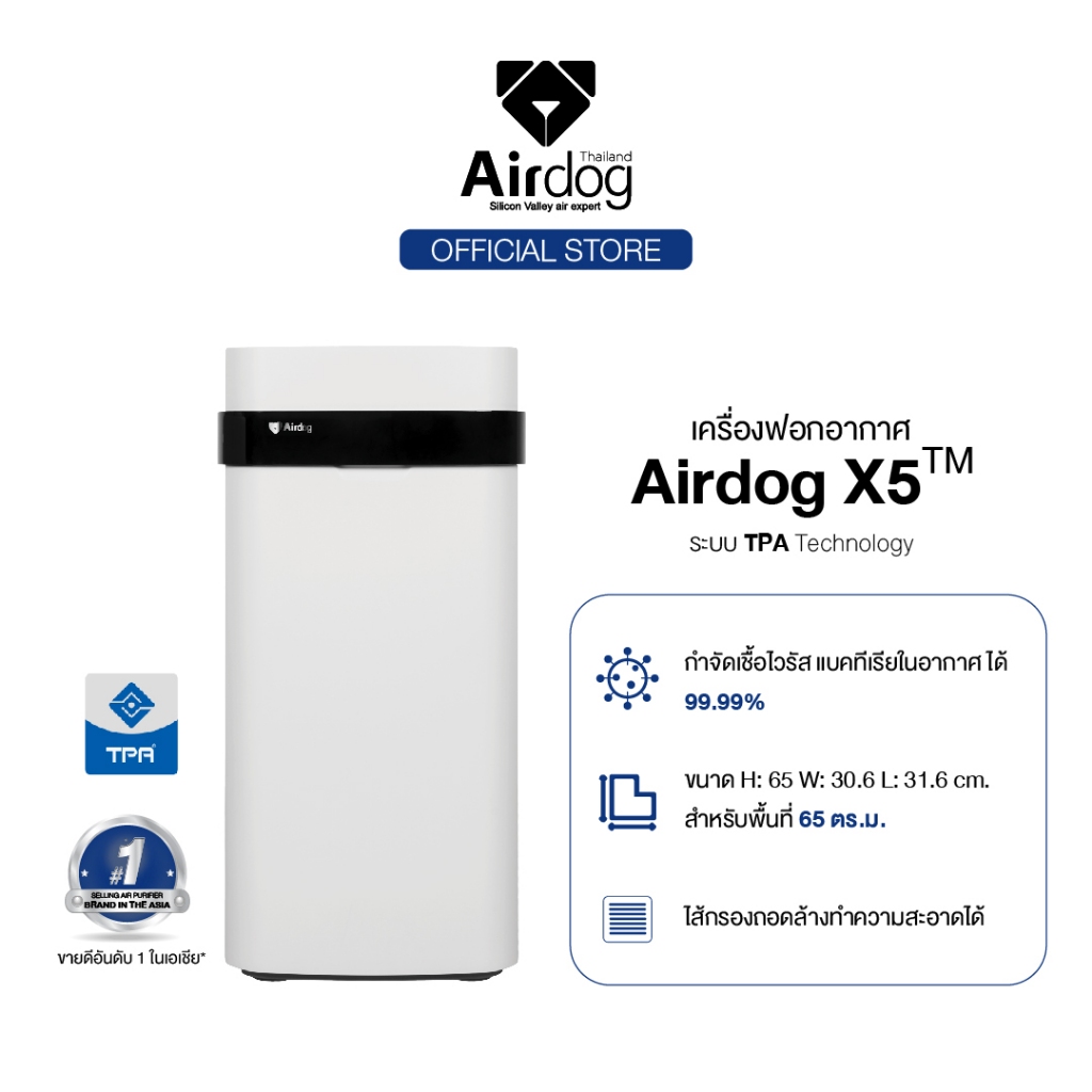 air-purifier-เครื่องฟอกอากาศรุ่น-airdog-x5-สำหรับห้องขนาด-40-65ตร-ม-กรองฝุ่นpm2-5-ฆ่าเชื้อโรค-แบคทีเรีย-ไวรัส-ส่งฟรี