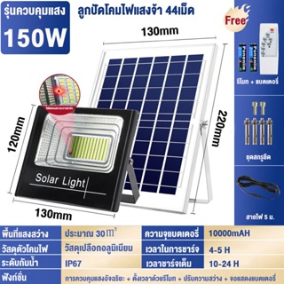 Bunny 150W ไฟโซล่าเซลล์ไฟ led ไฟ โซล่าเซล การควบคุมแสงอัจฉริยะ รีโมทคอนโทรลระยะไกล กันน้ำ IP67 หลอดไฟโซล่าเซลล์