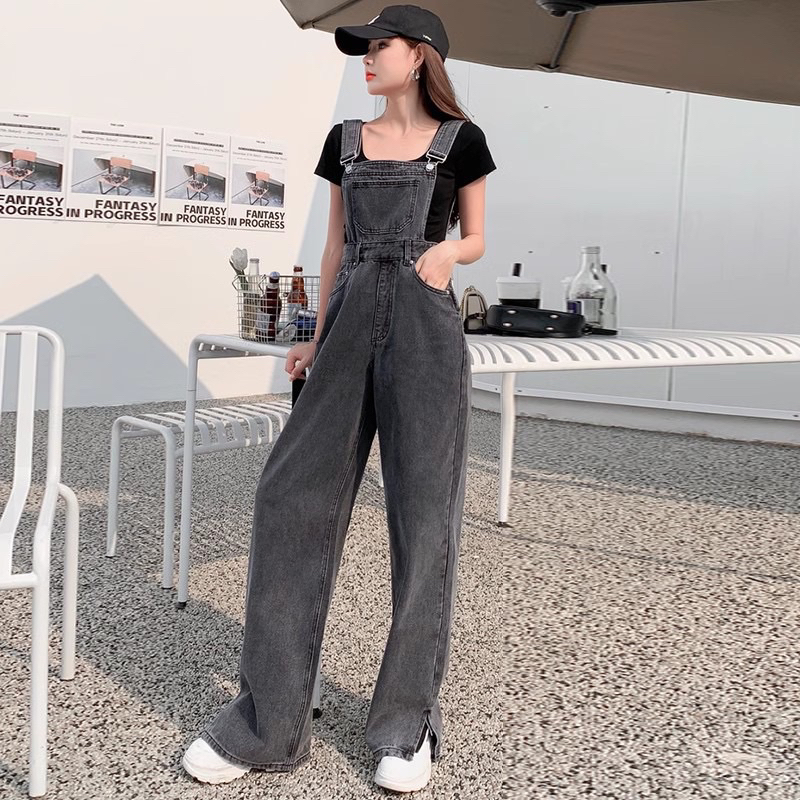 many-jeans-overalls-เอี๊ยมกางเกงยีนส์ขายาวเอวสูงพร้อมส่ง