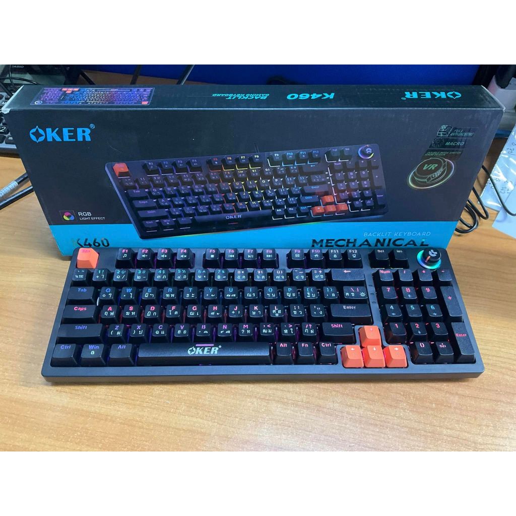 KEYBOARD OKER K460 BLACK - BLUE SWITCH Oker เกมมิ่งคีย์บอร์ดไฟ RGB ...