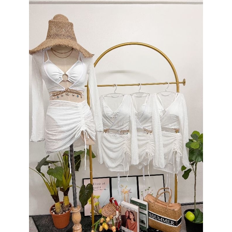 Dis summer ชุดว่ายน้ำเซต 4ชิ้น รุ่นโซ่ | Shopee Thailand
