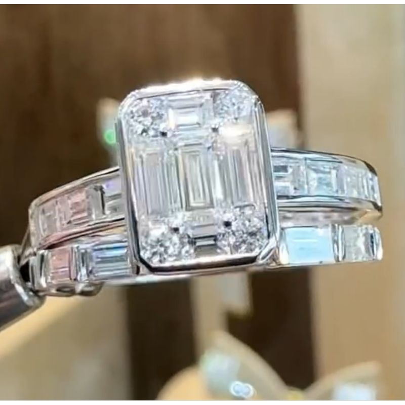 แหวนเพชร Lab Grown Diamond รูป Emerald 2 กะรัต น้ำ 100 (D) VVS2 - ทองคำ ...