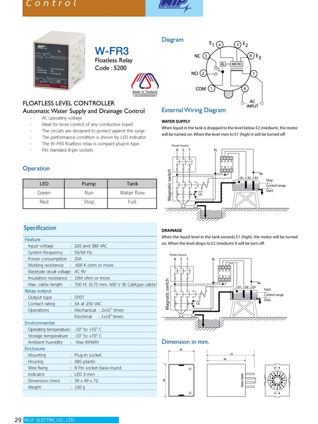 WIP W-FR3 Floatless Relay รีเลย์ code 5200 | Shopee Thailand
