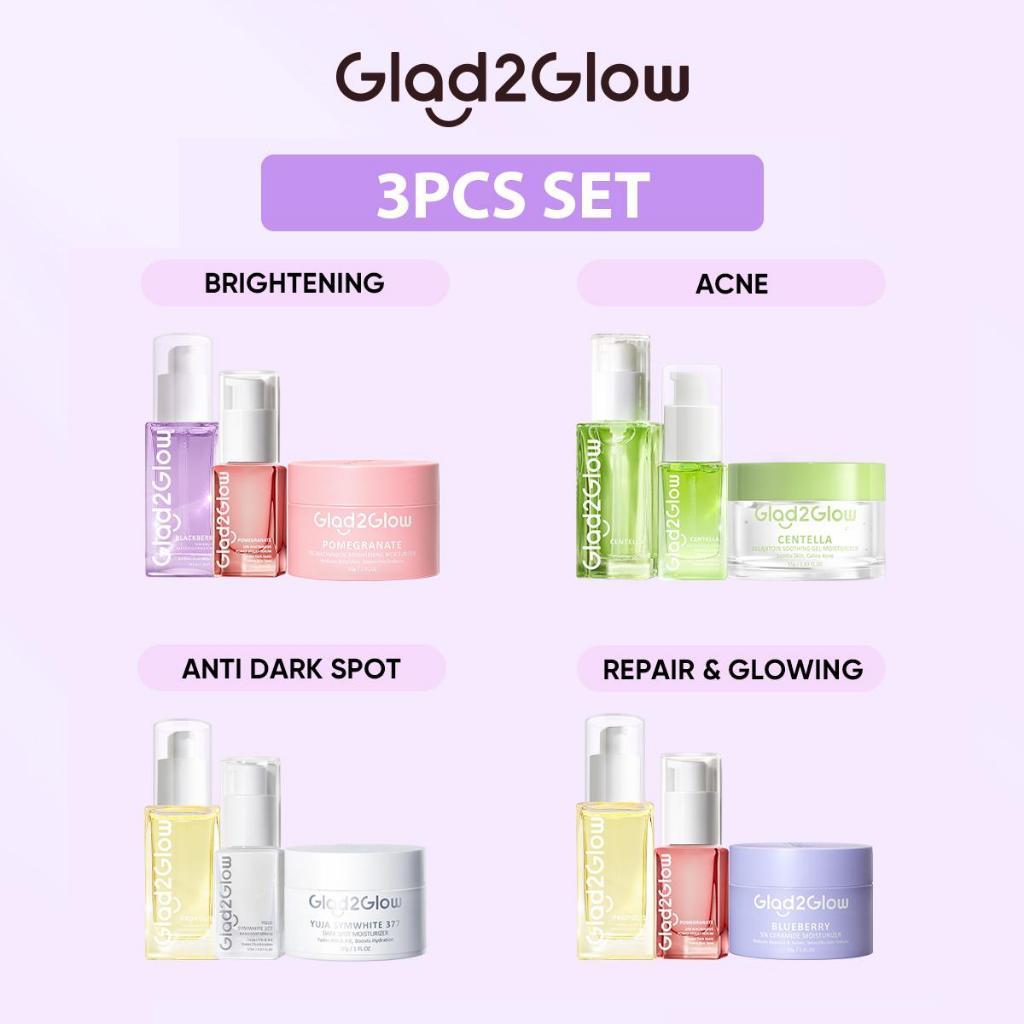 Glad2Glow 3 In 1 Brightening Set Aha Bha Pha/10% Niacinamide/5% ...