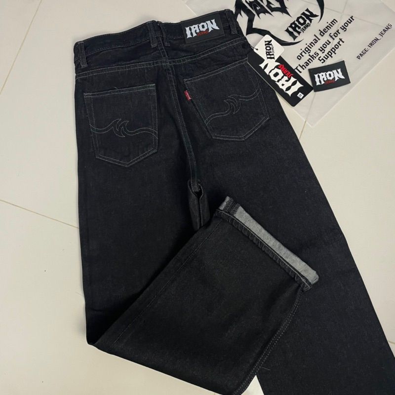 IRON JEANS มิดไนท์ด้ายเทา15oz แถมป้าย Shopee Thailand