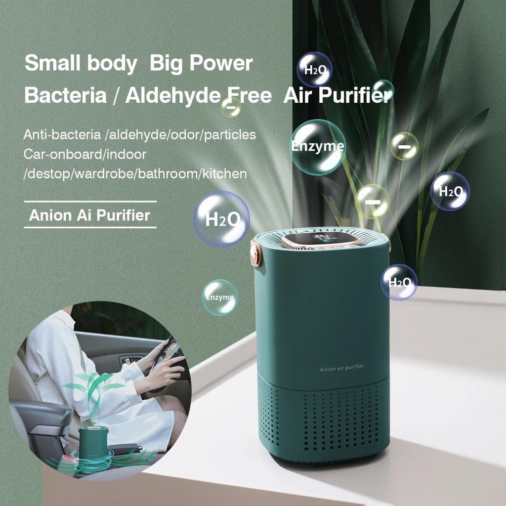 Car Air Purifier with Ion Technology - Portable Air Filter for Vehicles