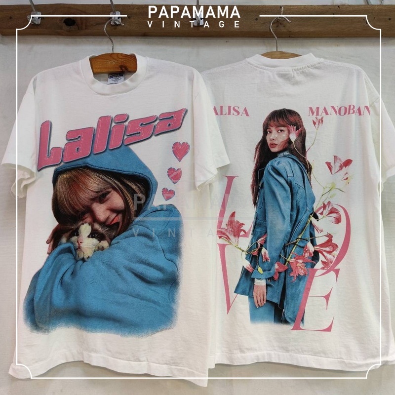 LISA ] BLACKPINK ป้าย Bootleg แท้ เสื้อวินเทจ ทัวร์ วง K-POP 