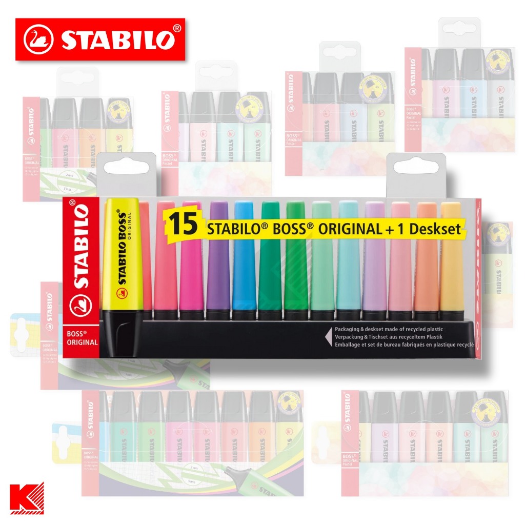 ปากกาเน้นข้อความ Stabilo Boss Original Set Box | Shopee Thailand
