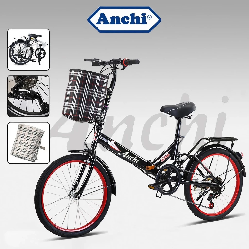ANCHI จักรยานพับได้ 20 นิ้ว รุ่นเกียร์ 7 สปีด สำหรับผู้ใหญ่และแม่บ้าน แข็งแรง ทนทาน พกพาสะดวก